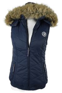 Dámská tmavomodrá šusťáková zateplená vesta s kapucí Colours of the World 