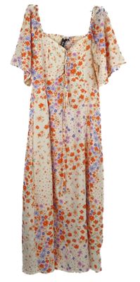 Dámské světlerůžové kytičkované midi šaty Influence 