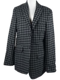 Pánske sivo-tmavomodré kockované vlnené sako Mario Fiorenzo