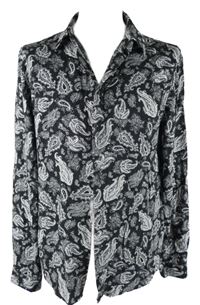Pánska čierno-biela vzorovaná slim fit košeľa H&M