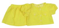 2 set - Žltá vzorovaná crop halenka + sukňa Shein