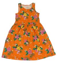 Oranžové bavlnené šaty s obrázkami H&M
