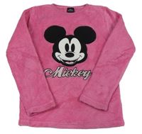 Ružová chlpatá domáceá mikina s Mickey Mousem zn. Disney