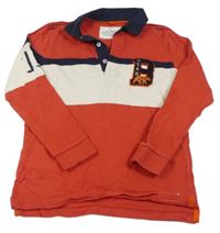 Červeno-smetanotové polo tričko s nášivkou zn. M&S