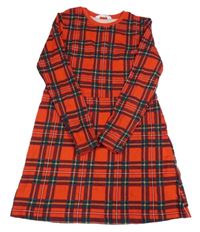 Červeno-barevné kostkované teplákové šaty H&M
