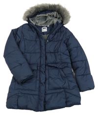 Tmavomodrý šušťákový zimná kabát a kapucňou zn. Okaidi