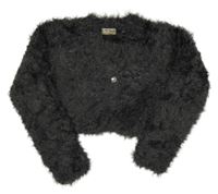 Tmavosivé chlpaté svetrové bolerko Next