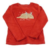 Červená chlpatá mikina s psíkom F&F