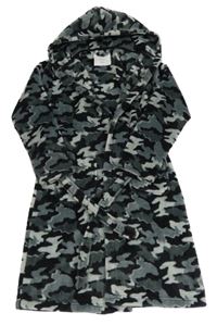 Sivý army chlupaný župan a kapucňou F&F