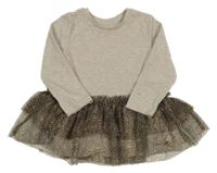 Béžové žebrované šaty s tylovou sukní Matalan