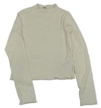 Smotanové rebrované crop tričko Tom Tailor