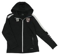 Čierno-biela športová prepínaci mikina s potlačou a kapucňou Jako