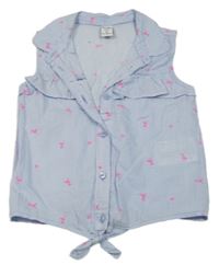 Modro-bílá pruhovaná halenka se srdíčky Dopodopo