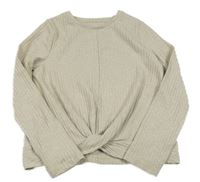 Béžové rebrované úpletové tričko