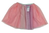 Nové - Ružovo-fialová bodkovaná á tylová sukňa Primark