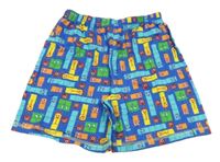 Modré vzorované bavlněné kraťasy