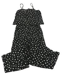 Čierny kvetinový nohavicový overal C&A