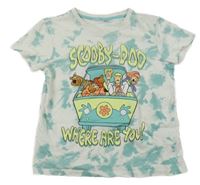 Bílo-mintovo vzorované tričko se Scooby Doo
