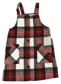 Červeno-bielo-čierne kockované pletené šaty Primark