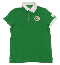 Zeleno-biele polo tričko s nášivkou