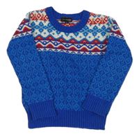 Modro-biely vzorovaný vlnený sveter Kappahl