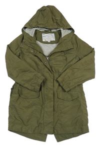 Khaki šušťáková jesenná parka s kapucňou