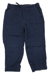 Tmavomodré plátenné nohavice