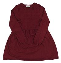 Vínové pletené šaty so vzorom H&M