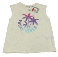 Smotanový top s palmami H&M
