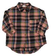 Ružovo-čierno-modrá kockovaná oversize blúzka zn. Next