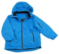 Modrá šusťáková zateplená funkční bunda s kapucí Crane