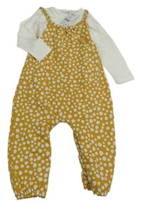 Nové - 2set - Biele body + hořčicovo-biele bodkovaná é na traké tepláky Next