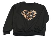 Čierna mikina so srdiečkami Shein