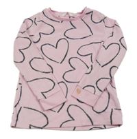 Svetloružové fleecové pyžamové tričko so srdiečkami M&S