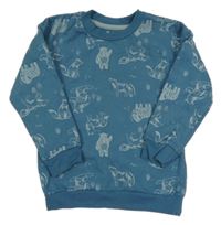 Modrá mikina so vlky a mamuty Nutmeg