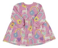 Světlerůžové teplákové šaty s jednorožci F&F