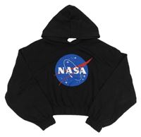 Čierna crop mikina s kapucí NASA H&M