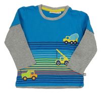 Modro-pruhované tričko s nákladiakmi a sivymi rukávy Liegelind