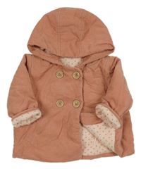 Růžová manšestrová zateplená bunda s kapucí Next