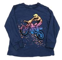 Tmavomodré tričko s motorkářem Next