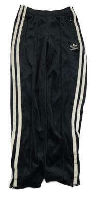 Černé sametové tepláky s pruhy Adidas