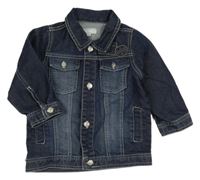 Tmavomodrá rifľová bunda s výšivkou