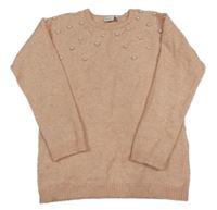 Lososový melírovaný sveter s perlami Name it