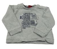 Sivá mikina s nákladiakom a nápismi S. Oliver