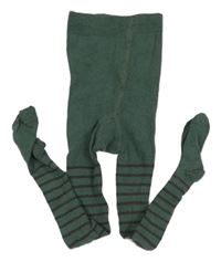 Tmavozelené pruhované punčocháče L&D