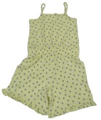 Citronový bavlnený kraťasový overal s kvítky George