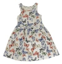 Biele bavlnené šaty s motýly H&M