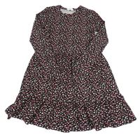 Čierno-farebné kvetované šaty Primark