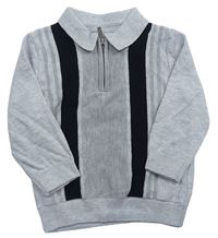 Sivo-čierny sveter s golierikom Matalan