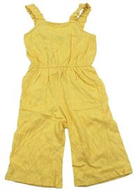 Žltý vzorovaný culottes nohavicový overal Primark